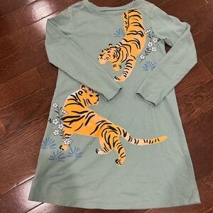 Tea Collection Sage Dress with Tigers